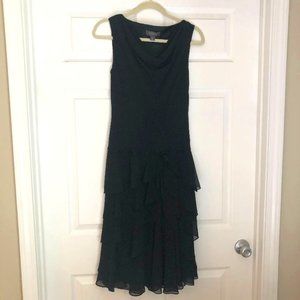 Liz Claiborne chiffon tiered dress with cowl neck - size 8